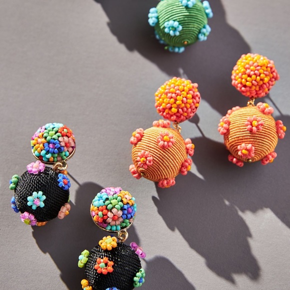 Suzanna Dai stunning designer earrings; NWT silk, bead, and gold plated posts - Picture 7 of 12